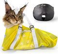 Cinf Cat Bathing Bag(Free Muzzle) Breathable Mesh Anti Scratch Adjustable Cat Grooming Bag for Nail Trimming, Bathing Soft Cat Washing Bag(Yellow) M