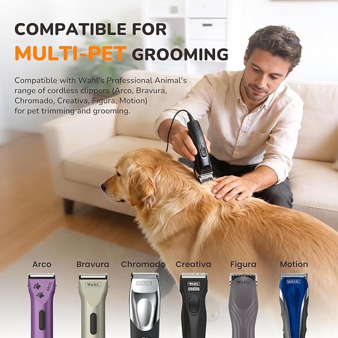 5-in-1 Stainless Steel Adjustable Dog Grooming Replacement Blades Compatible with Wahl Animal Clippers: Arco, Bravura, Chromado, Creativa, Figura, Motion