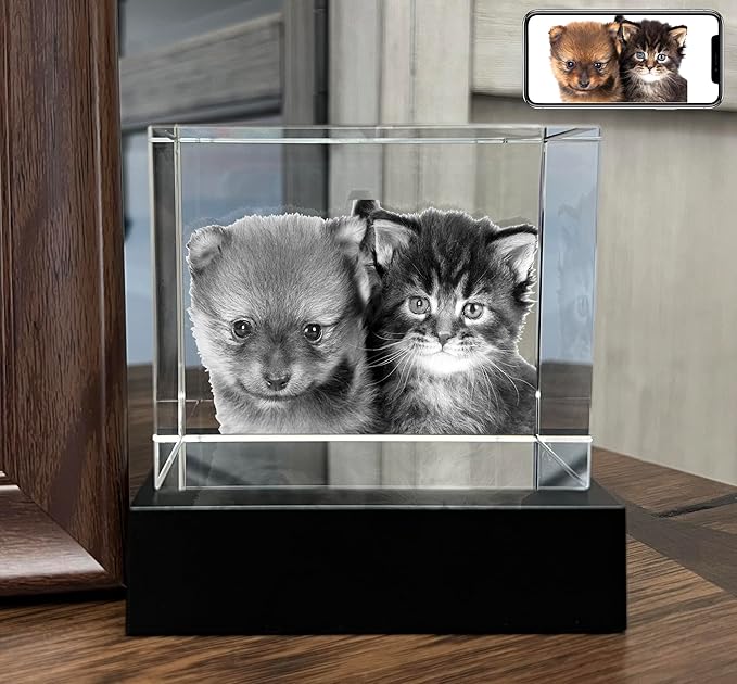 Dog Memorial Gifts for Pet Loss – Personalized Crystal Photo for Dogs & Cats, Custom Laser Etched Crystal (Medium-Portrait)