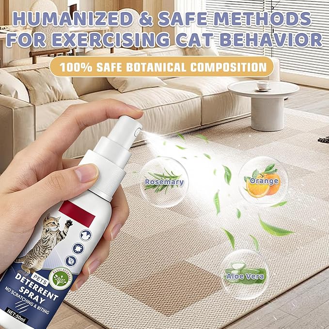 Tetra Cat Deterrent Spray for Furniture Protection,Natural Anti-Scratch Spray for Cats,Safe Indoor & Outdoor Deterrent Cat Spray,Cats Training Aid – Sofa & Carpet Protector,50ML