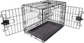 Amazon Basics - Durable,Foldable Metal Wire Dog Crate with Tray, Double Door, Divider, 24 x 18 x 20 in, Black