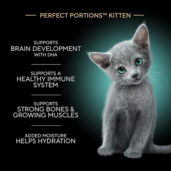 Sheba Perfect Portions Kitten Wet Cat Food Pate Chicken Entree, Salmon Entree, and Turkey, 2.6 oz. Twin-Pack Trays (, 48 Servings), 24 Count (Pack of 2)
