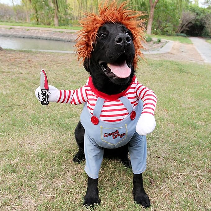 Pet Deadly Dog Costume, Cute Dog Cosplay Halloween Christmas Funny Pet Clothes Party Costume for Small Medium and Large Dogs (X-Large)