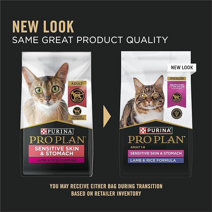 Purina Pro Plan Sensitive Skin and Stomach Cat Food, Lamb and Rice Formula - 16 lb. Bag
