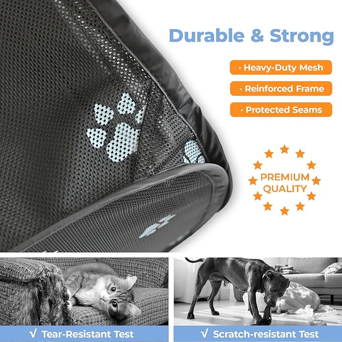 2-in-1 Cat Playpen with Pee Pad, 90''Pop Up Dog Pet Playpen for Indoor Outdoor Cats Enclosure, Portable Pet Playpen, Kitten Puppy Foldable Play Pen Cat Dog Tent Crate Cage Kennel(L, 90" Lx45Wx28H)