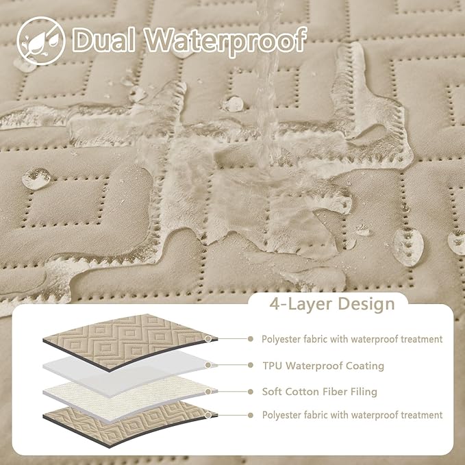 hyha Waterproof Dog Blanket, Soft Dog Bed Cover Pet Blankets, Waterproof Sofa Couch Cover for Dogs Washable, Reversible Pet Couch Covers for Sofa Furniture (52x82 Inch, Taupe/Taupe)