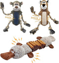 Dog Toys for Large Dog - Plush Squeaky Medium & Small Dog Toys (3pack Monkey & Patypus)