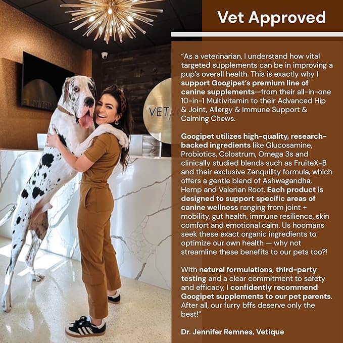 Googipet Premium Dog Multivitamin Chewable, Dog Vitamins and Supplements, Puppy Vitamins & Senior Dogs Probiotics for Gut Health + Vitamin C, Glucosamine for Dogs Joint Support (PB & Pumpkin Flavor)