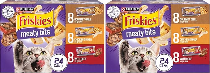Friskies Purina Gravy Wet Cat Food Variety Pack, Meaty Bits - 5.5 oz. Cans (Pack of 48)