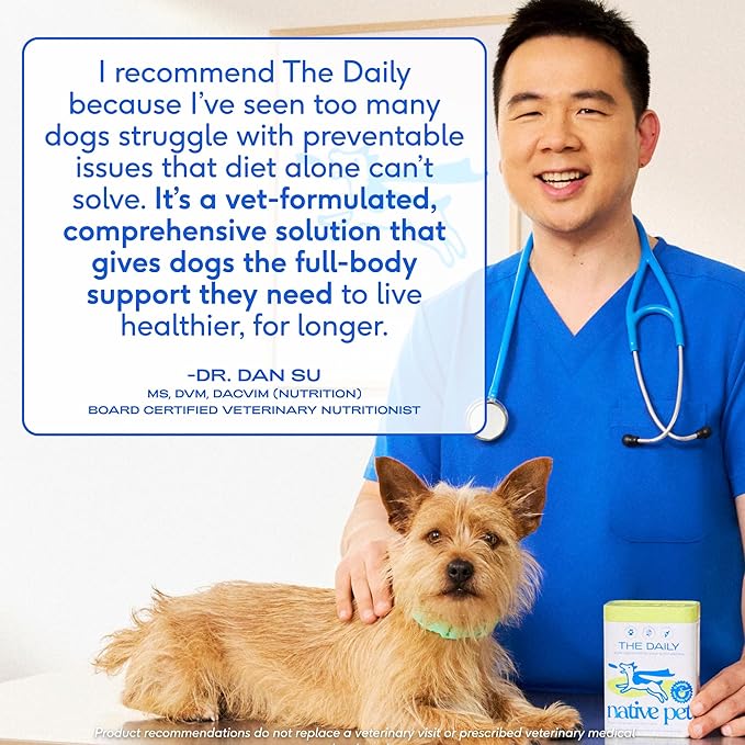 Native Pet Dog Vitamins & Supplements - 11-in-1 Multivitamin Powder for Dogs Food Topper - Collagen, Glucosamine, Probiotics, Omega & More- Supports Healthy Gut, Mobility & Overall Health -90 Scoops