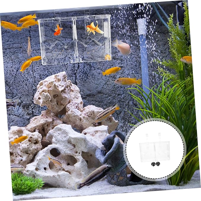 1pc Juvenile Fish Breeding Box Double Isolation Container for Fish Tank Removable Cover Safe Material for Efficient Hatching for Guppies Shrimp and More