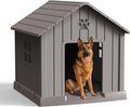 DRATO Dog House Indoor Outdoor for Small to Large Sized Dogs Indoor Outdoor Doghouse Puppy Shelter with Elevated Floor, Easy to Assemble (Light Brown, 31Inch(31.18 * 33.7 * 32.52))