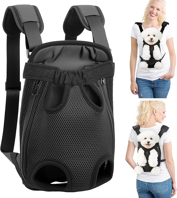 Mosago Dog Backpack Carrier, Legs-Out Chest Carrier for Small Dogs 4–7 lbs, Adjustable Pet Front Carrier with Thick Padded Bottom Support, Easy Fit for Walking, Hiking, Camping, and Traveling