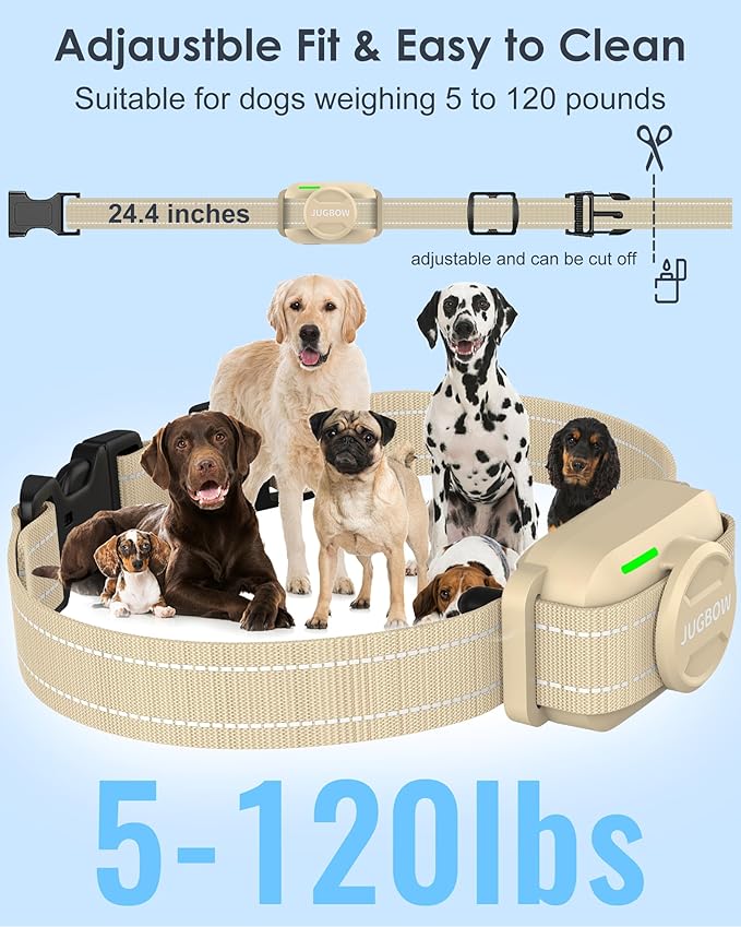Jugbow Dog Shock Collar - 4200FT Dog Training Collar with Remote for Large Medium Small Dogs, Electric Collar with Beep/Safe Static/Vibration, Rechargeable Waterproof IPX8 E Collars (Beige)