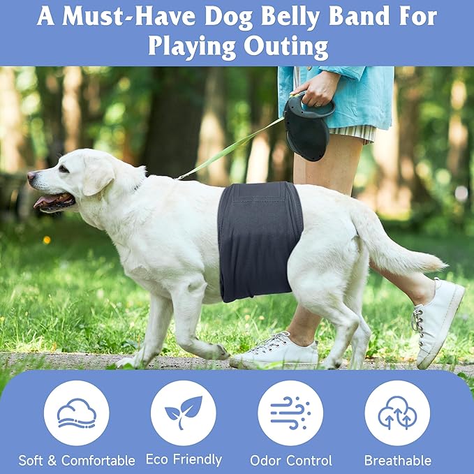 5 Pack Dog Diapers Male Reusable, Premium Belly Bands for Male Dogs, High Absorbing Male Dog Pee Wraps for Doggie in Incontinence or Excitable Urination and Training Gray,Green,Brown L
