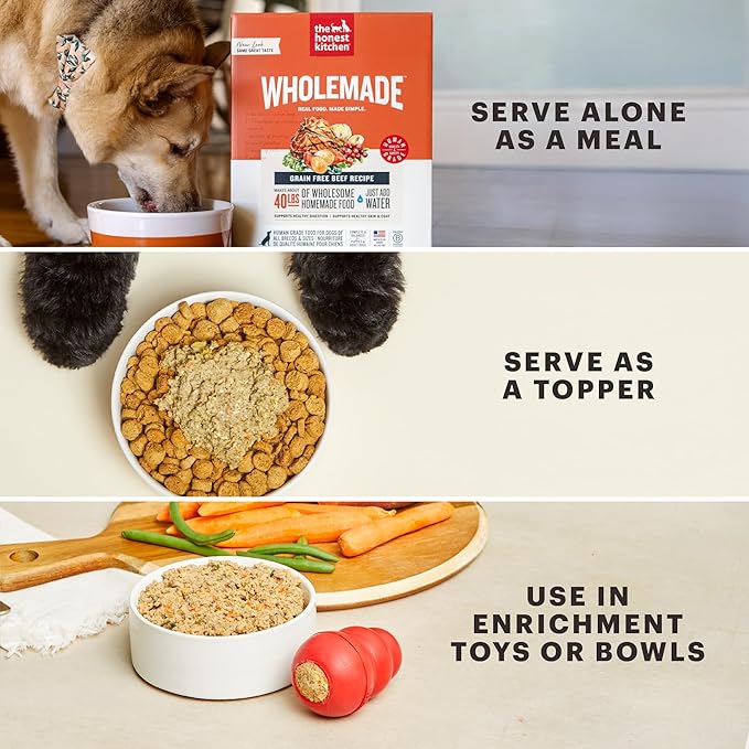 The Honest Kitchen Human Grade Wholemade™ Dehydrated Dog Food, Limited Ingredient Dog Food, Chicken, 10 lb (makes 40lbs)