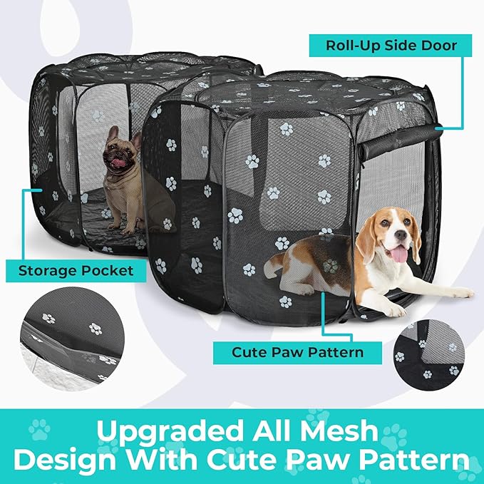 2-in-1 Cat Playpen with Pee Pad, 90''Pop Up Dog Pet Playpen for Indoor Outdoor Cats Enclosure, Portable Pet Playpen, Kitten Puppy Foldable Play Pen Cat Dog Tent Crate Cage Kennel(L, 90" Lx45Wx28H)