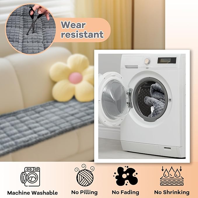 Washable Dog Couch Cover Protector, Non Slip Dog Bed Mat Machine Washable Large Blanket for Dogs, Pet Couches Covers for Sofa (Grey, 27.6 * 70.9 '')