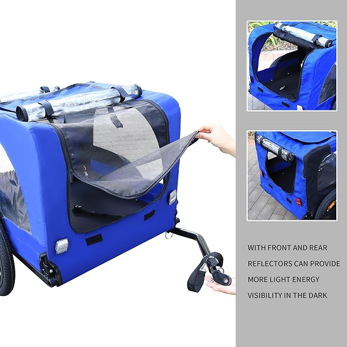 2-in-1 Dog Bike Trailer & Pet Carrier with Quick-Release Wheels, Foldable Steel Frame & Non-Slip Floor, 88 lbs Capacity for Medium/Small Dogs, Compatible with 20"-29" Bicycles