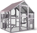 Aivituvin Catio Large Walk in Outdoor Cat Enclosure with Removable Back Door for Window and Pet Door Connection 55" D