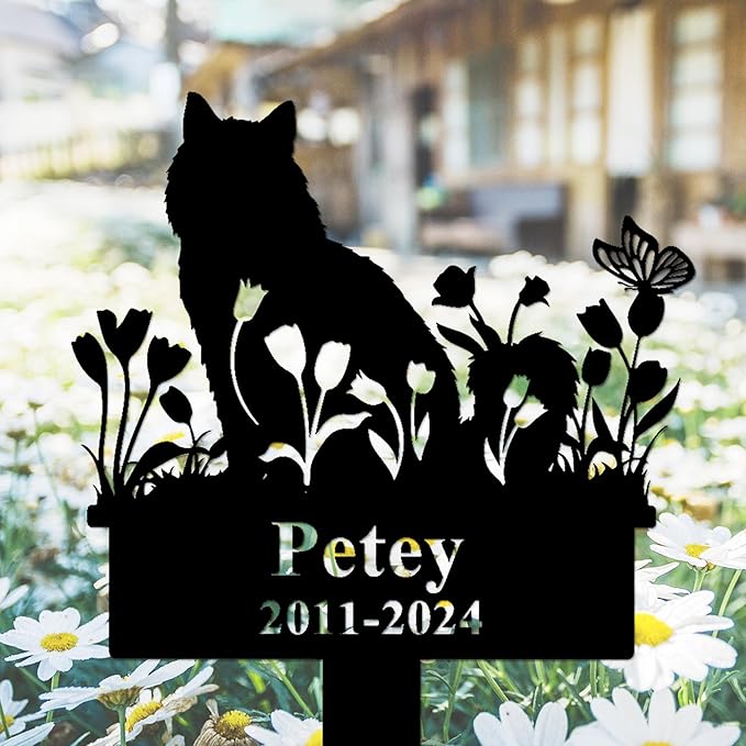 Personalized Cat Grave Marker Outdoor, Custom Cat Memorial Stake, Cat Memorial Garden Stake, Custom Flowers Cat Memorial Plaque, Cat Memorial Gifts for Loss of Cat