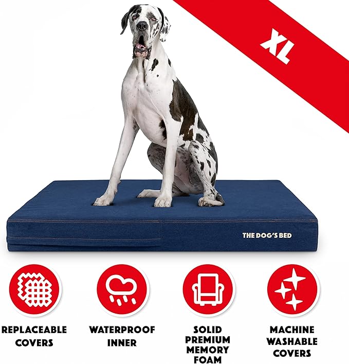 The Dog’s Bed Orthopedic Memory Foam Dog Bed Mattress, Oxford Fabric, Real Blue Denim, XXL, 6-Inch