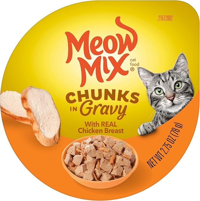 Meow Mix Chunks in Gravy Wet Cat Food, Chicken Breast, 2.75 Ounce (Pack of 12)