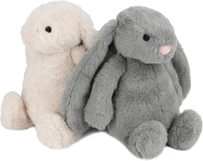 Best Pet Supplies Interactive Squeaky Dog Chew Toy, Ideal Dog Toys for Chewers, Small, Medium & Large Dogs, and Fetch Lovers - Bunny (Beige, Gray), Large