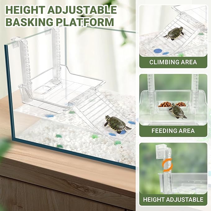 GOZILLA Aquatic Turtle Tank+Lamp+Filter Kit, Upgrade PC Turtle Tank Kit with Adjustable 360°Lamp & Filter,Reptile Habitat Lid,Hanging Platform for Small Reptiles.(19.68× 9.52× 9.44''/Large-Black)