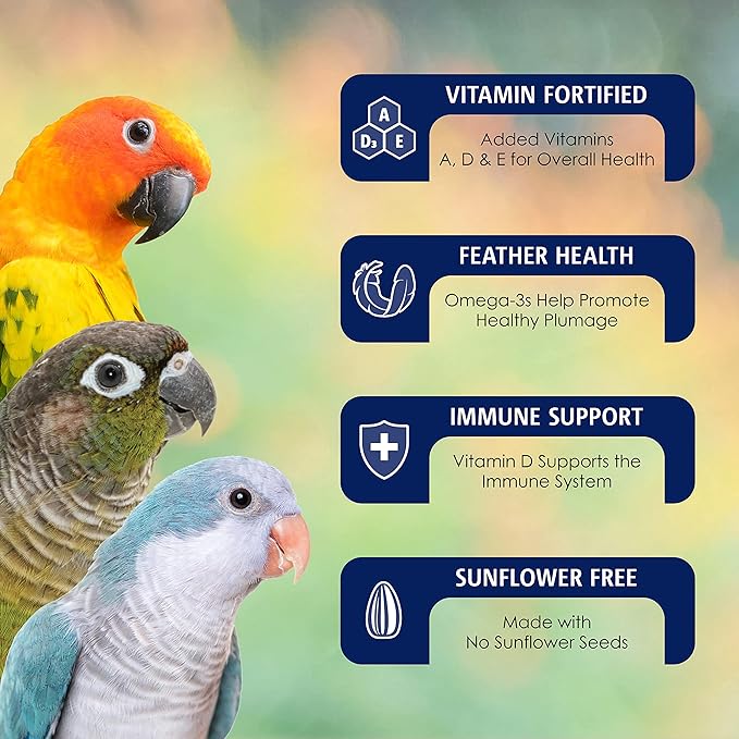 Vitakraft VitaSmart Conure Small Parrot Food 4 Pound Bag Premium Bird Food Mix with Real Vegetables Fruits Grains and Seeds Provides Wholesome Daily Nutrition and Variety for Conures & Small Parrots