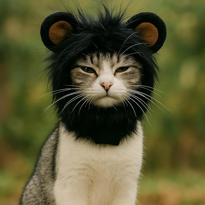 3pcs Cute Cats Hat Costumes Outfit - Lion Head, Tiger, Bear - Adjustable Pet Headwear for Parties, Halloween, Christmas, Easter (Lion, Bear, Tiger)