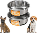 Neater Pet Brands Stainless Steel Dog Bowls with Non-Slip Rubber Bottom – Set of 2, 4 Cup (32 oz), Black - Heavy Duty Metal Dog Bowl, Dishwasher Safe, Food or Water Bowl, Ideal for Medium Dogs