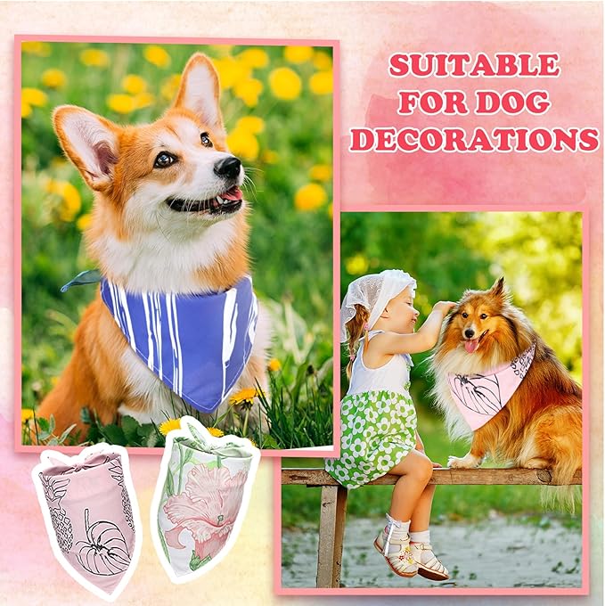 100 Pcs Boho Dog Bandanas Bulk Pet Bibs Colorful Triangle Scarf Boho Pet Bandanas for Medium Large Dogs Spring Summer Birthday Costume Decoration