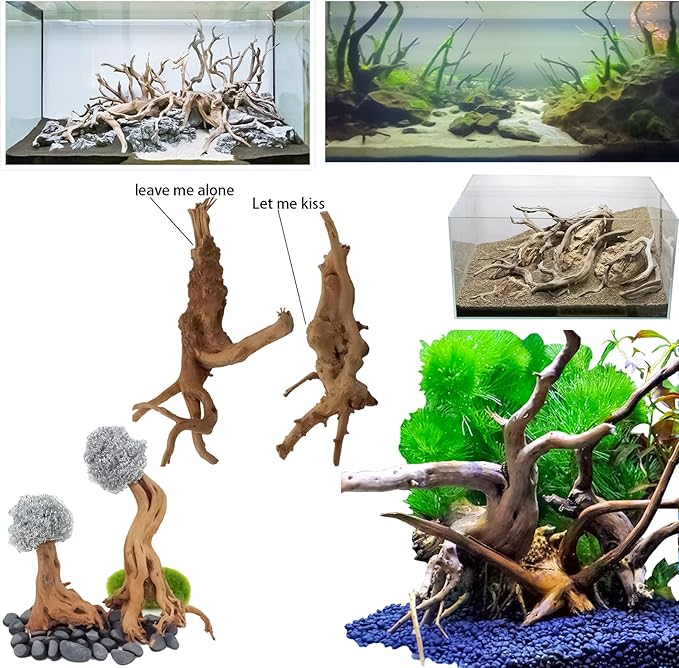 Vmiapxo 8 Pieces Natural Driftwood for Aquarium Decor, Assorted Sinkable Spider Wood, Reptile Drift Wood Branches Fish Tank Decorations (4''-6'')