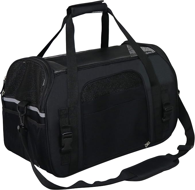 EliteField Soft Pet Carrier (3 Year Warranty, Airline Approved) Soft Sided Dog Puppy Cat Carrier Travel Bag (X-Large: 21" L x 12" W x 13" H, Black)