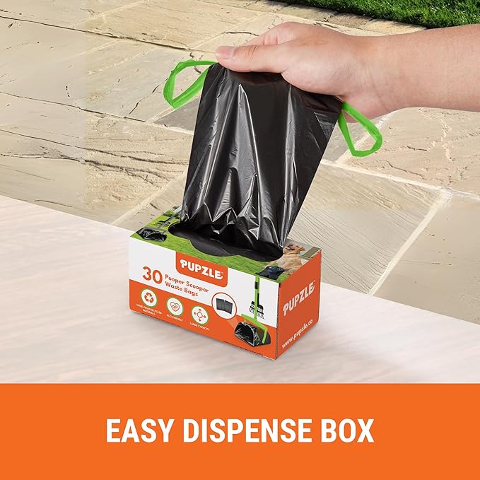 Pupzle Dog Pooper Scooper with Bag Attachment, 40" Long Handle Pooper Scooper for Large Dogs, Dog Poop Scoop for Yard, Large Capacity Swivel Bin and Rake, Lavender Scented Bags (Black)