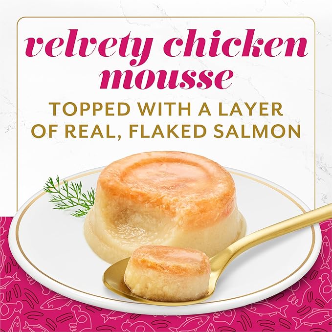 Purina Fancy Feast Layered Delights Chicken Mousse Topped with Flaked Salmon Gourmet Wet Cat Treats - 1.96 oz. (Pack of 8)