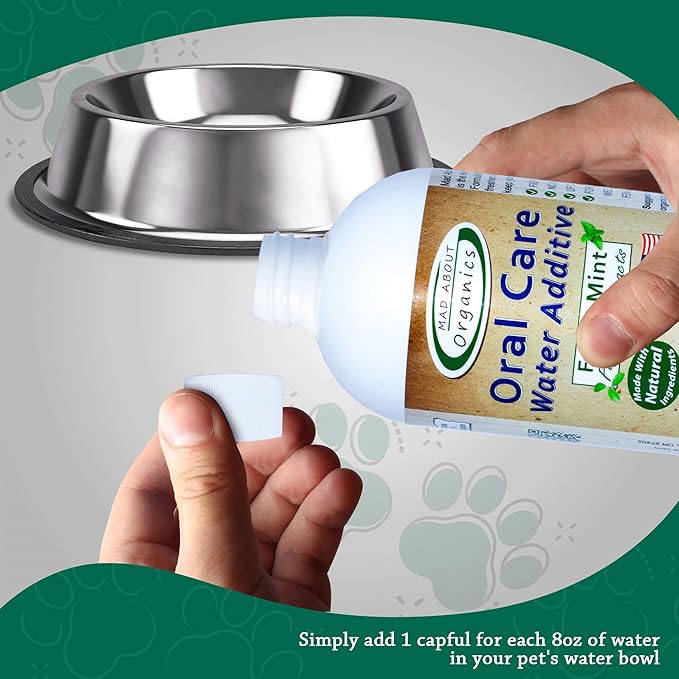 Oral Care Water Additive for Cats & Dogs – Gentle Dental Support – Reduces Breath Odors, Promotes Gum Health – No Brushing – Convenient for Daily Use, Fresh Mint Flavor, 32 FL oz