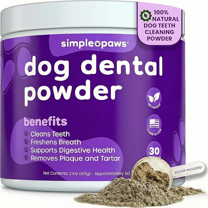 Dog Dental Powder for Teeth Cleaning - Dental Powder for Dogs Teeth – Dog Bad Breath Treatment with Probiotics for Fresh Breath & Oral Health – Chicken Flavored, 60 Scoop Supply