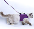 Cat Harness and Leash for Walking Escape Proof Breathable Mesh Fabric, Purple, Extra Large, Adjustable Cat Walking Jackets with Handle, Padded Stylish Cat Vest