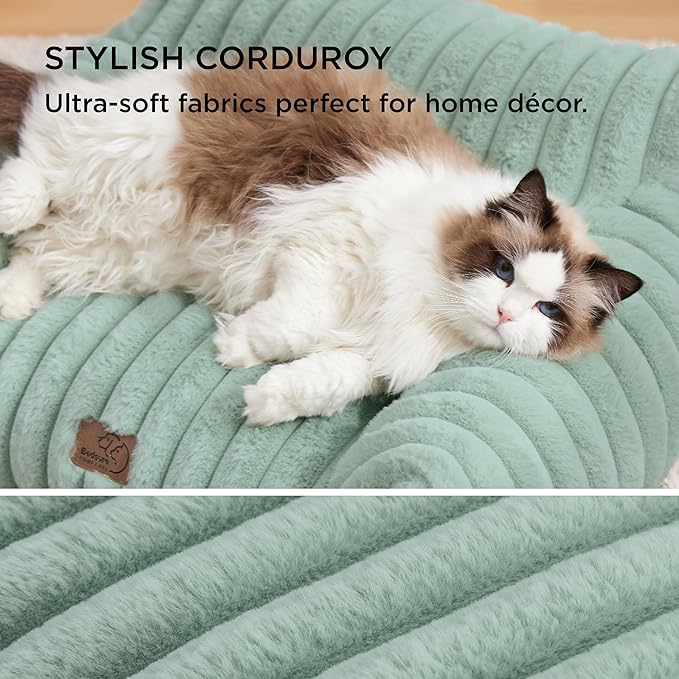 Bedsure ComfyFleece™ Cute Cat Couch for Pets - As Seen on TV on Good Day New York, Small Medium Dog Bed, Supportive Couch Bed for Small Dogs, 30 Inch, Garden Green