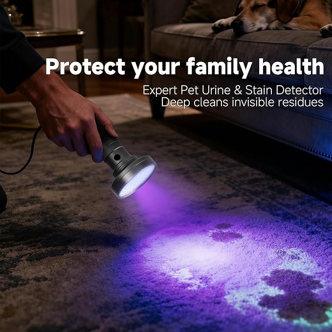 100 LED 395nm UV Flashlight Black Light, Portable Ultraviolet Torch for Pet Urine Detection, Stains, Scorpions, and Bed Bugs – High Power UV Lamp (Batteries Not Included)
