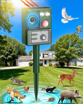 2026 Upgraded Solar Ultrasonic Animal Repellent, Cat Repellent Outdoor, Squirrel Repellent, Deer Repellent Devices, Dog, Raccoon, Skunk, Rabbit, Rodent, Coyote, Waterproof, PIR Sensor Dark Green