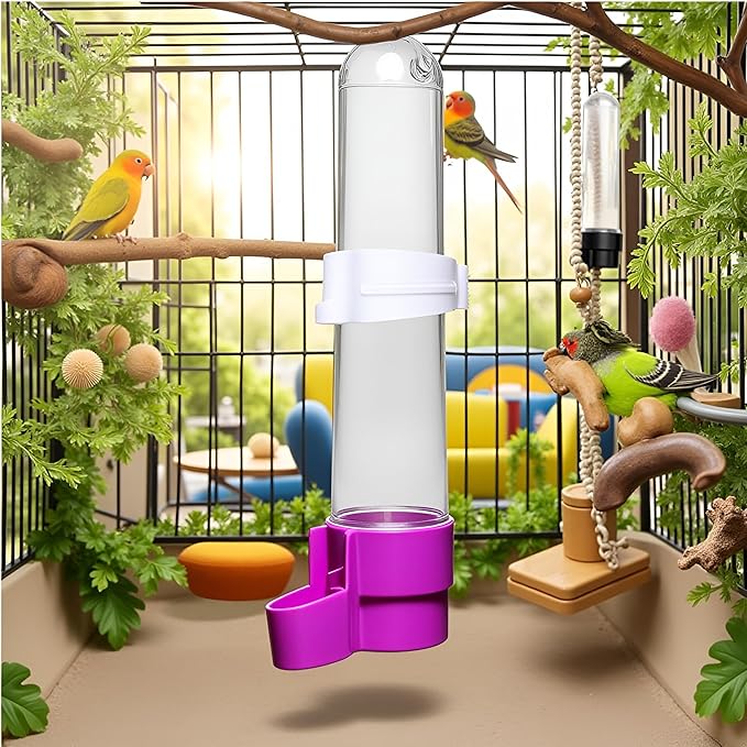 1Pc Parakeet Water Dispenser Hanging Plastic Automatic Feeder for Cage No Spill Food Container for Small Medium Birds Parrot Toys African Grey for Small Parrots Conure Macaw Parrot Toys(Random Color)