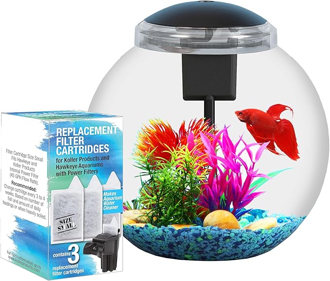 3-Gallon L32 Aquarium Starter Kit and 3-Pack Replacement Small Filter Cartridges