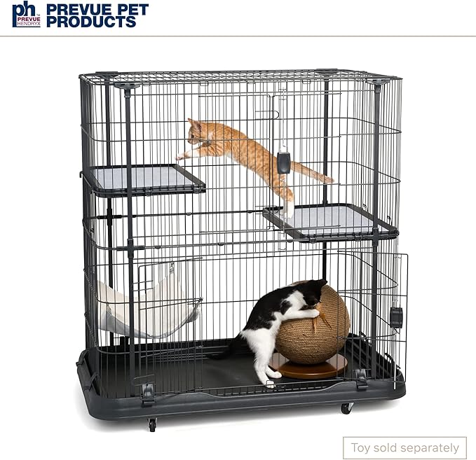 Prevue Pet Products Deluxe Cat Home With 3 Levels, Black , 39 LBS