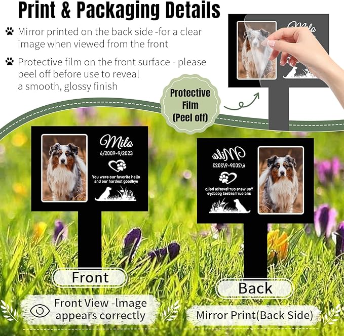 Custom Pet Cemetery Markers - Dog Grave Markers Outdoor Pet Grave Markers Cat Grave Markers for Cemetery Dog Tombstones for Graves Outdoor (B-Rectangle1)
