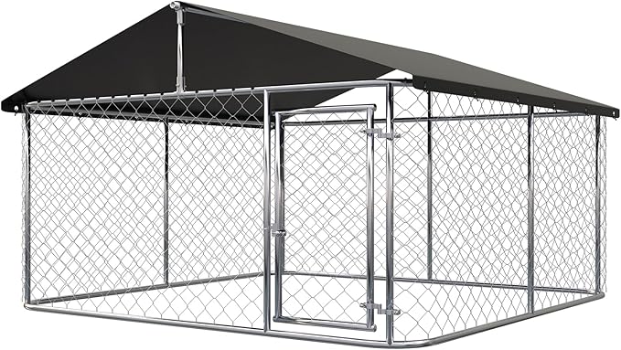 Outdoor Dog Enclosure Heavy Duty Dog Kennel House Mesh Dog Big Cage Pet Kennel Steel Fence with Secure Lock