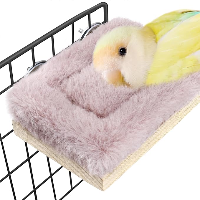 Bird Hammock Bed for Cage Parrot Perch Wooden Parakeet Sleeping Platform Winter Accessories