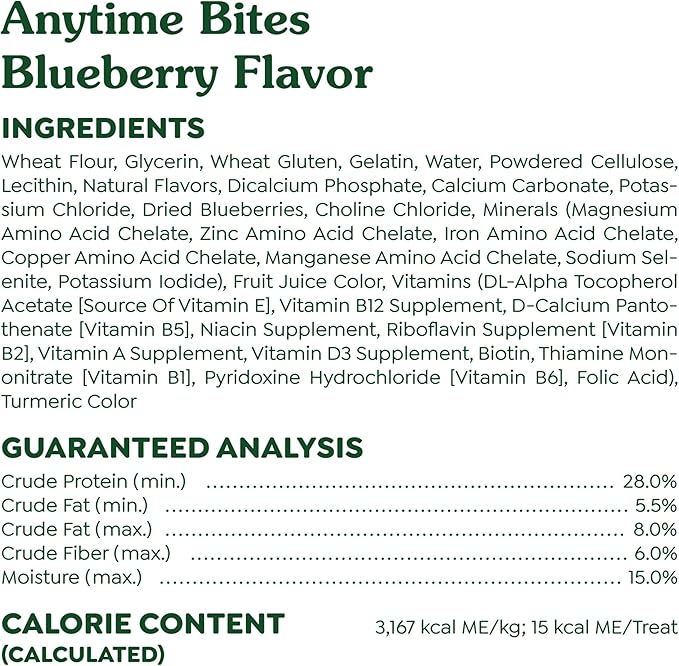 Greenies Anytime Bites Dog Treats, Blueberry Flavor, Dog Training Treats, 24 oz. Bag